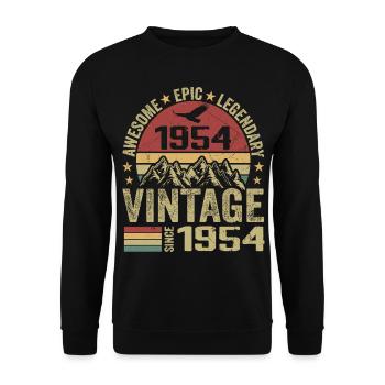 Vintage 1954 Birthday Gift 1954 - Born in 1954 - Unisex Sweatshirt - black - Front - Alina (178cm) & Michal (187cm)