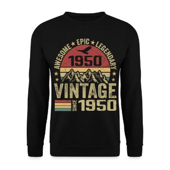 Vintage 1950's Birthday Gift 1950's - Born in 1950 - Unisex Sweatshirt - black - Front - Alina (178cm) & Michal (187cm)