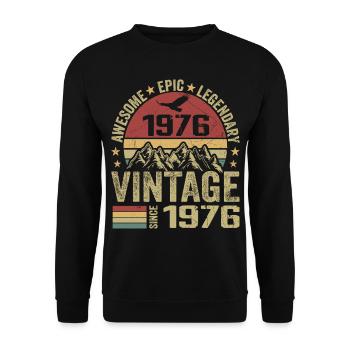 Vintage 1976 Cadeau Anniversaire 1976 - Né en 1976 - Sweat-shirt Unisexe - noir - Devant - Alina (178cm) & Michal (187cm)