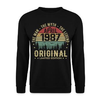 April 1987 Gift | 38th Anniversary April 1987 - Unisex Sweatshirt - black - Front - Alina (178cm) & Michal (187cm)