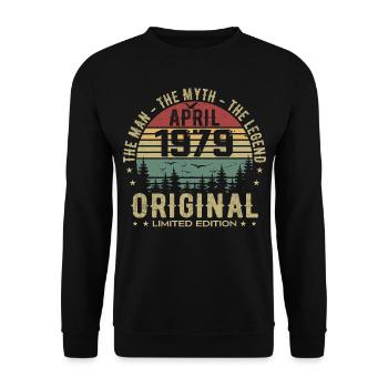 April 1979. 46th Anniversary Gift April 1979 - Unisex Sweatshirt - black - Front - Alina (178cm) & Michal (187cm)
