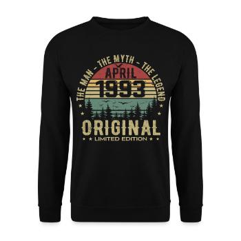 April 1993. 32nd Anniversary Gift April 1993 - Unisex Sweatshirt - black - Front - Alina (178cm) & Michal (187cm)