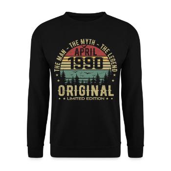 April 1990. 35th Anniversary Gift April 1990 - Unisex Sweatshirt - black - Front - Alina (178cm) & Michal (187cm)