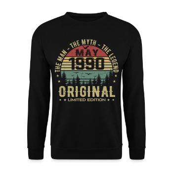 Mai 1990 Cadeau 35e anniversaire Mai 1990 May 1990 - Sweat-shirt Unisexe - noir - Devant - Alina (178cm) & Michal (187cm)