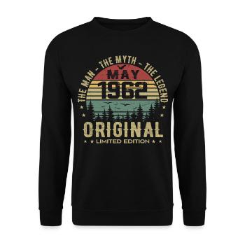 Mai 1962 Geschenk 63. Geburtstag Mai 1962 Mai 1962 - Unisex Pullover - Schwarz - Vorne - Alina (178cm) & Michal (187cm)