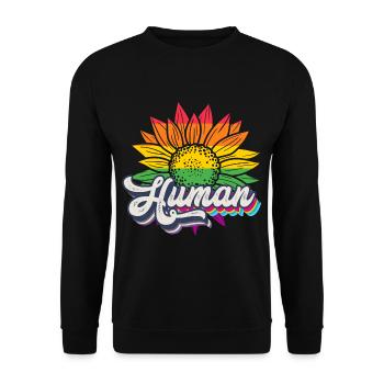 Human Sunflower Rainbow LGBTQ Pride Flag - Unisex Sweatshirt - black - Front - Alina (178cm) & Michal (187cm)