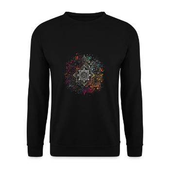 Encre d’aérographe colorée Boho Mandala - Sweat-shirt Unisexe - noir - Devant - Alina (178cm) & Michal (187cm)
