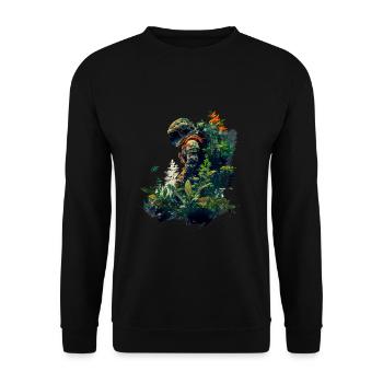 Un astronaute envahi par les plantes - Surréaliste - Sweat-shirt Unisexe - noir - Devant - Alina (178cm) & Michal (187cm)