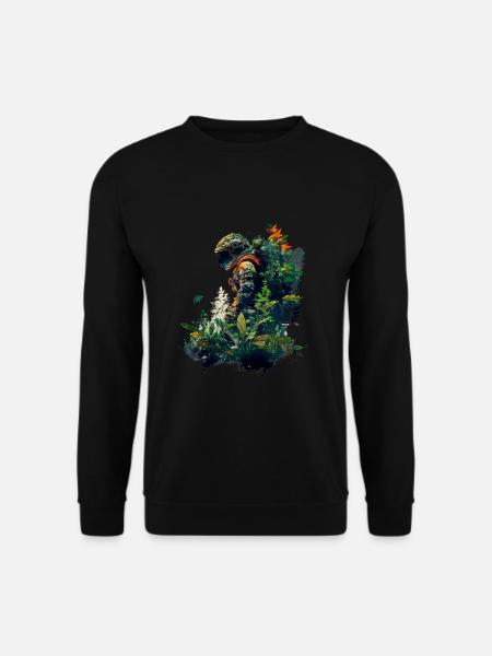 Astronaut mit Pflanzen überwuchert - Surreal - Unisex Pullover - Schwarz