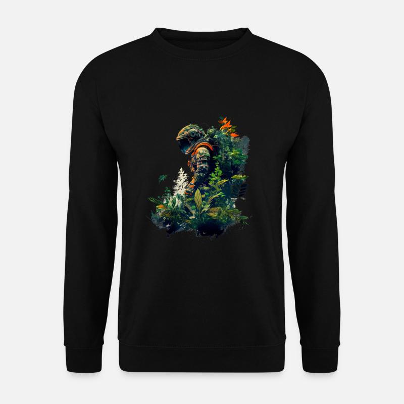 Astronaut mit Pflanzen überwuchert - Surreal - Unisex Pullover - Schwarz