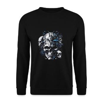 Retro Futuristic Skull Skull Cyborg - Unisex Sweatshirt - black - Front - Alina (178cm) & Michal (187cm)