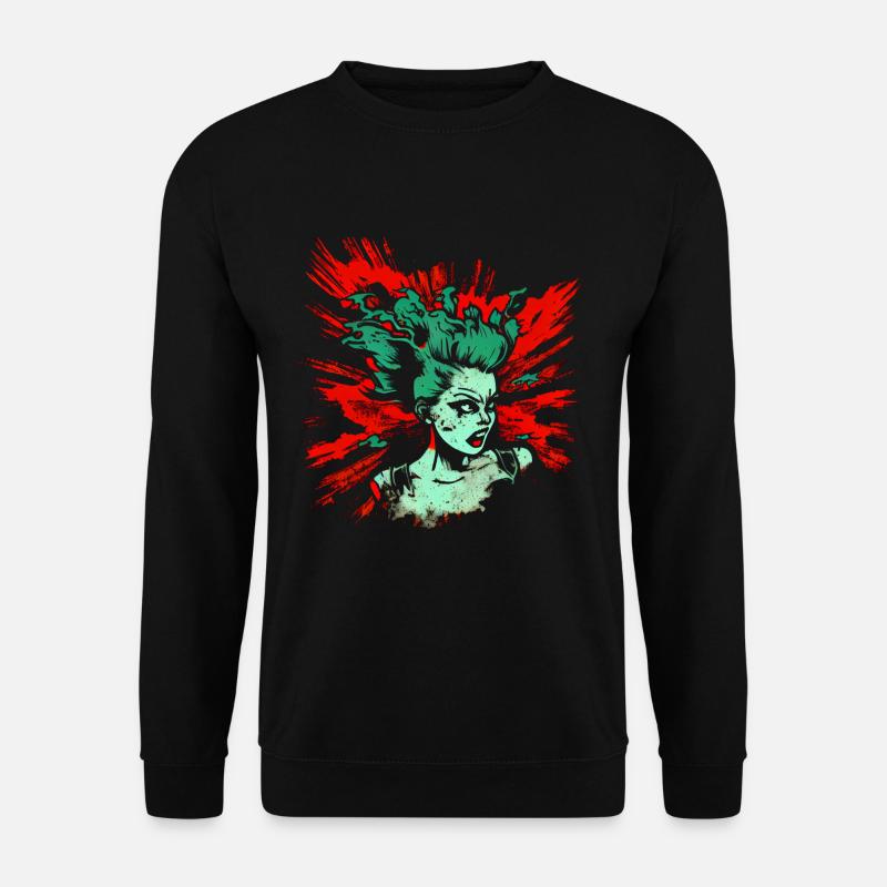 Cool Psychobilly Comic Design - Green Woman - Unisex Sweatshirt - black
