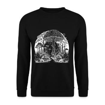 Cool mystical, magical mushroom motif - Unisex Sweatshirt - black - Front - Alina (178cm) & Michal (187cm)
