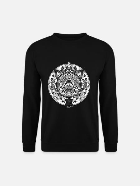 Œuvre d’art géométrique de Mandala avec pyramides - Sweat-shirt Unisexe - noir