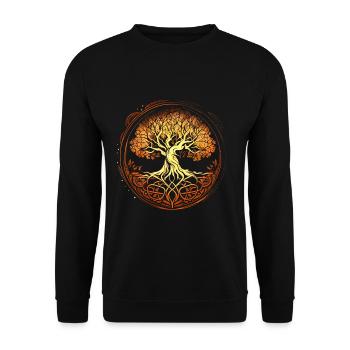 Mythique Yggdrasil l’Arbre du Monde doré - Sweat-shirt Unisexe - noir - Devant - Alina (178cm) & Michal (187cm)