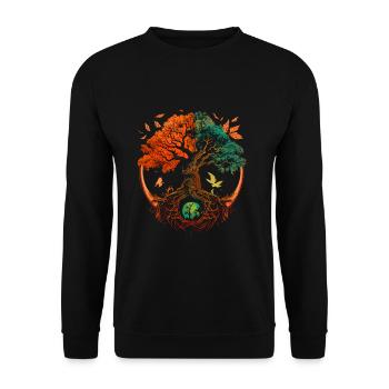 Mythique Yggdrasil l’arbre du monde vert, orange - Sweat-shirt Unisexe - noir - Devant - Alina (178cm) & Michal (187cm)