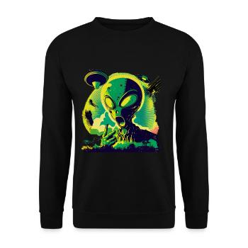 Pop Art Außerirdischer Alien Retro Style - Sweat-shirt Unisexe - noir - Devant - Alina (178cm) & Michal (187cm)