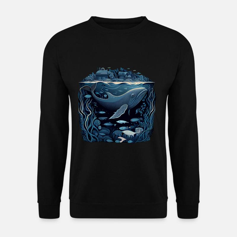 Whale swimming under a city - Unisex Sweatshirt - black