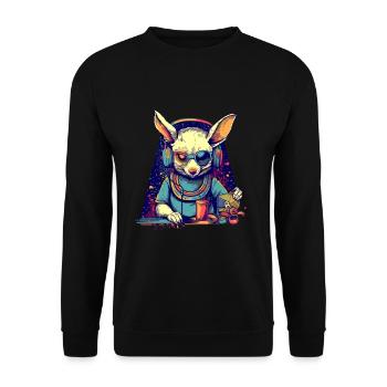 Cool bunny as DJ with broken sunglasses - Unisex Sweatshirt - black - Front - Alina (178cm) & Michal (187cm)