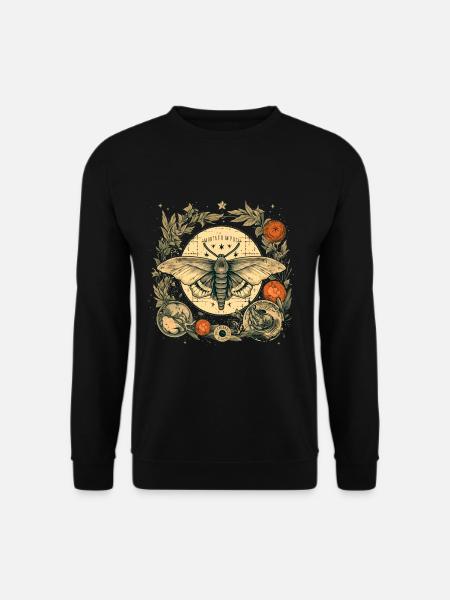 Mystische Motte mit magischem Herbarium und Monden - Unisex Pullover - Schwarz