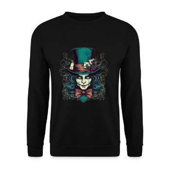 Chapelier effrayant aux cheveux verts - Sweat-shirt Unisexe - noir - Devant - Alina (178cm) & Michal (187cm)