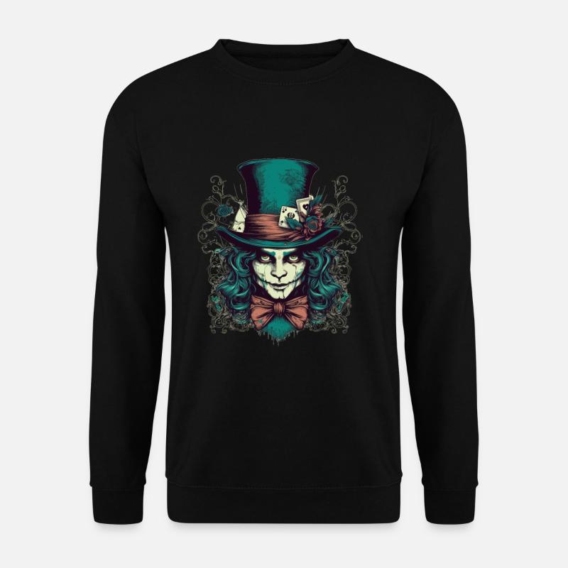 Gruseliger Hutmacher mit grünen Haaren - Unisex Pullover - Schwarz
