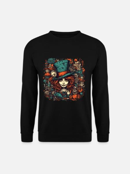 Hutmacher Frau mit roten Haaren - Unisex Pullover - Schwarz