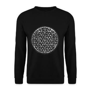 Flower of Life - Blume des Lebens Ink Sketch - Unisex Pullover - Schwarz - Vorne - Alina (178cm) & Michal (187cm)