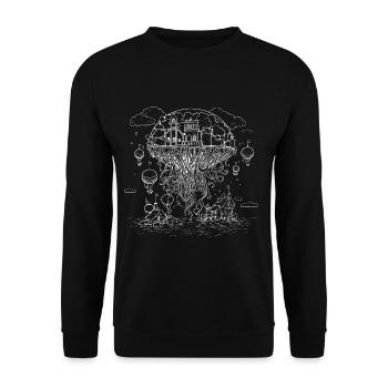 Surrealist hot air balloon with tentacles - Unisex Sweatshirt - black - Front - Alina (178cm) & Michal (187cm)