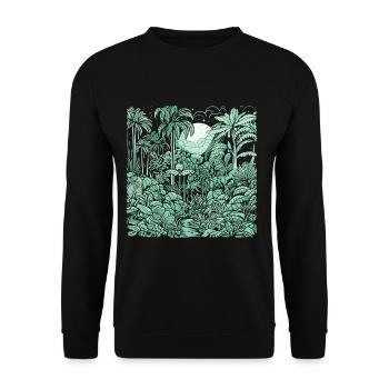 Jungle Motiv Hellgrün - Unisex Pullover - Schwarz - Vorne - Alina (178cm) & Michal (187cm)