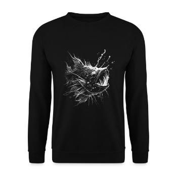 Frogfish, deep-sea fish in white on black - Unisex Sweatshirt - black - Front - Alina (178cm) & Michal (187cm)