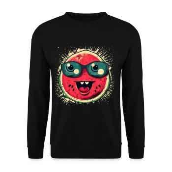Juicy watermelon with sunglasses - Unisex Sweatshirt - black - Front - Alina (178cm) & Michal (187cm)