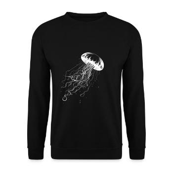 Jellyfish white on black - Jellyfish motif - Unisex Sweatshirt - black - Front - Alina (178cm) & Michal (187cm)