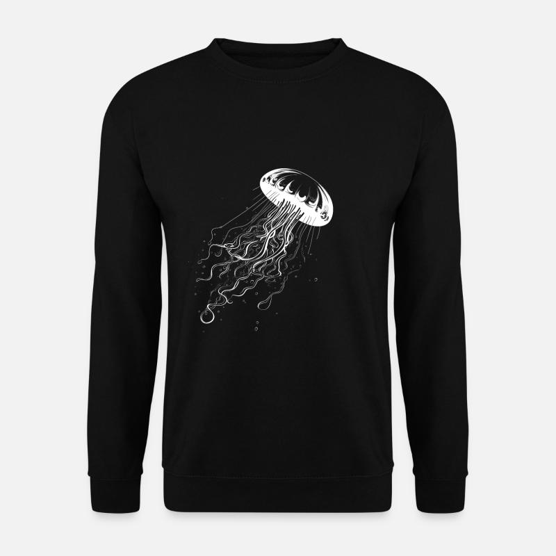 Qualle weiß auf schwarz - Jellyfish Motiv - Unisex Pullover - Schwarz