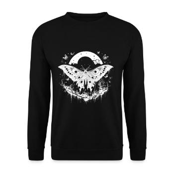 Mystische Motte mit magischem Mustern - Unisex Pullover - Schwarz - Vorne - Alina (178cm) & Michal (187cm)