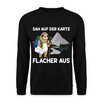 Sah Auf Der Karte Flacher Aus Faultier - Unisex Pullover - Schwarz - Vorne - Alina (178cm) & Michal (187cm)