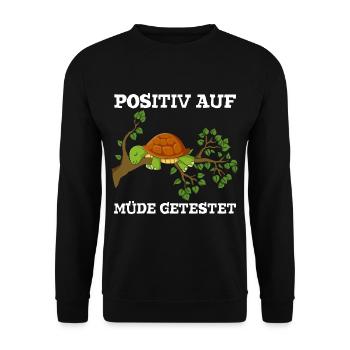 Testé positif pour chemise de nuit tortue fatiguée - Sweat-shirt Unisexe - noir - Devant - Alina (178cm) & Michal (187cm)