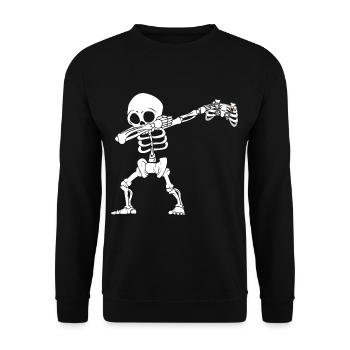 Halloween Dabbing Skeleton Gamer - Unisex Pullover - Schwarz - Vorne - Alina (178cm) & Michal (187cm)