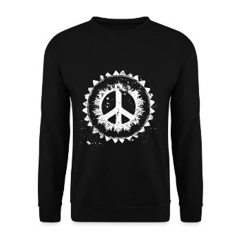Signe de paix rétro urbain - Sweat-shirt Unisexe - noir - Devant - Alina (178cm) & Michal (187cm)