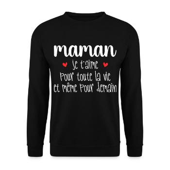 Maman je t'aime, Mère, Bébé, Naissance, Amour - Sweat-shirt Unisexe - noir - Devant - Alina (178cm) & Michal (187cm)