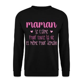 Maman je t'aime, Mère, Bébé, Naissance, Amour - Sweat-shirt Unisexe - noir - Devant - Alina (178cm) & Michal (187cm)