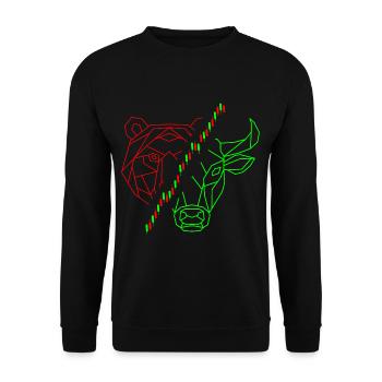 Bulle Bär Chart Investor - Unisex Pullover - Schwarz - Vorne - Alina (178cm) & Michal (187cm)