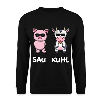 Sau Kuhl - Unisex Pullover - Schwarz - Vorne - Alina (178cm) & Michal (187cm)