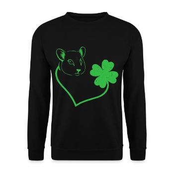 Hamster Cloverleaf Coeur Cloverleaf - Sweat-shirt Unisexe - noir - Devant - Alina (178cm) & Michal (187cm)