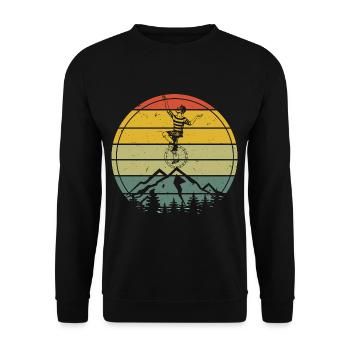 Vintage Einrad - Unisex Pullover - Schwarz - Vorne - Alina (178cm) & Michal (187cm)