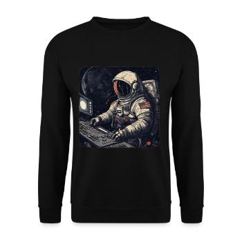 Un astronaute rétro cool utilise des ordinateurs - Sweat-shirt Unisexe - noir - Devant - Alina (178cm) & Michal (187cm)