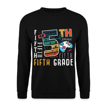 5. Klasse Gaming Schulkind - Unisex Pullover - Schwarz - Vorne - Alina (178cm) & Michal (187cm)