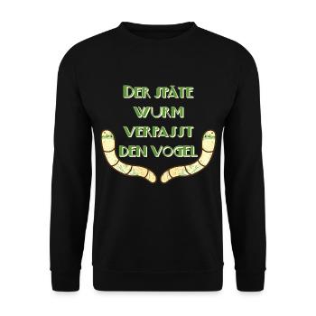 The Late Worm Misses the Bird E 1 - Unisex Sweatshirt - black - Front - Alina (178cm) & Michal (187cm)
