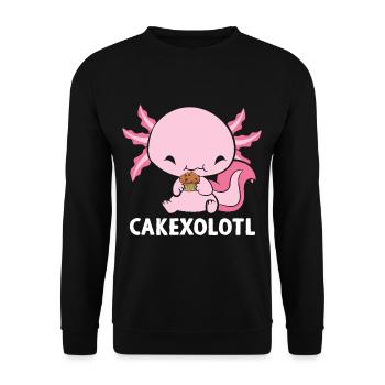 Cakexolotl Kuchen Axolotl - Unisex Pullover - Schwarz - Vorne - Alina (178cm) & Michal (187cm)
