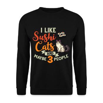 Cat Sushi Japonais Nigiri Bowl Maker - Sweat-shirt Unisexe - noir - Devant - Alina (178cm) & Michal (187cm)